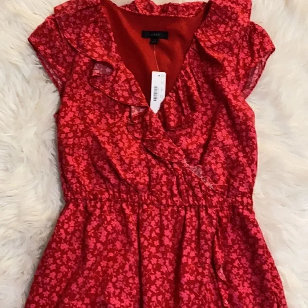 J. Crew | V-neck Ruffle Dress in Tossed Bouquet Print NWT | 0